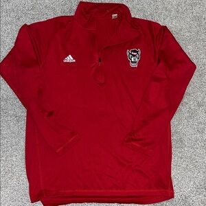 Red adidas NC State Wolfpack Marathon LS Running sportswear T Neck Shirt L